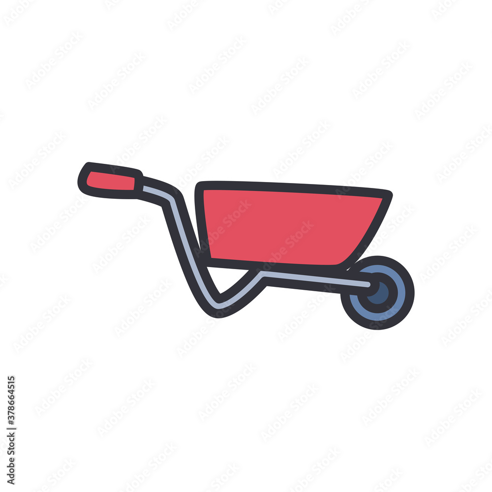 wheelbarrow line and fill style icon vector design wheelbarrow line and fill style icon vector design