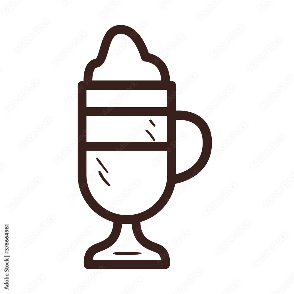 coffee glass cup with cream line style icon vector design coffee glass cup with cream line style icon vector design