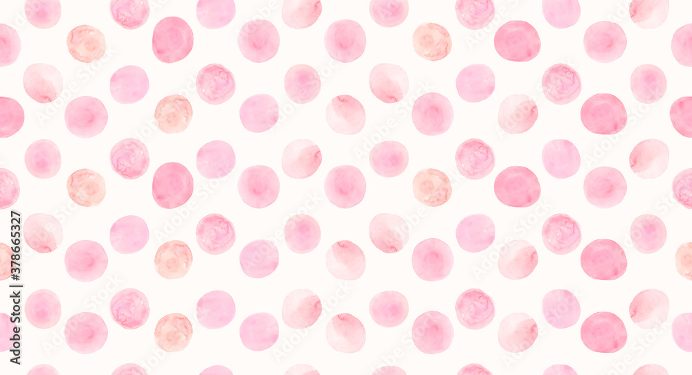 Pink Seamless Watercolor Rounds Texture. Vintage 