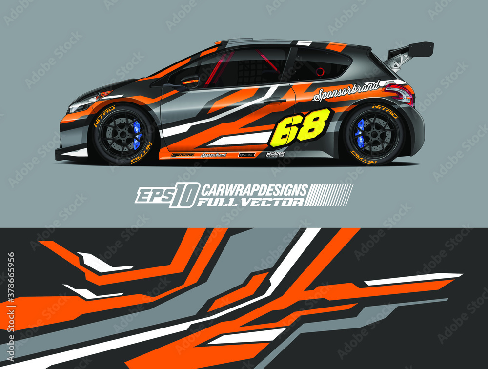 Car wrap decal graphic design. Abstract stripe racing background designs for wrap cargo van, race car, pickup truck, adventure vehicle. Eps 10 Car wrap decal graphic design. Abstract stripe racing background designs for wrap cargo van, race car, pickup truck, adventure vehicle. Eps 10
