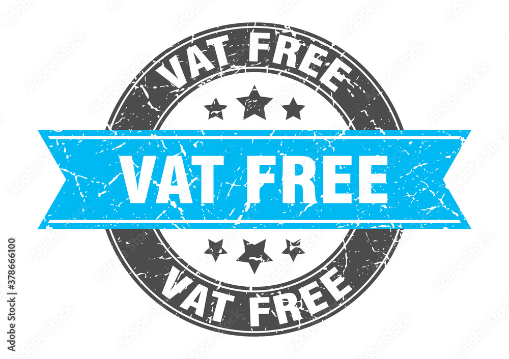 Fototapeta premium vat free round stamp with ribbon. label sign