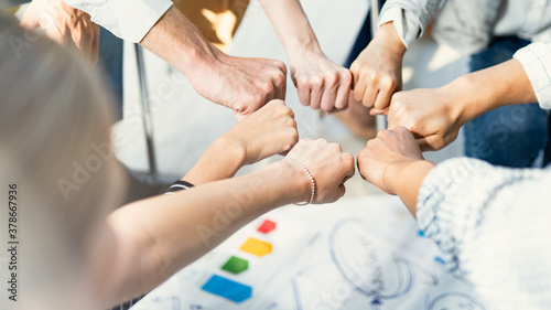 Hand for work together concept, Hand stack for business and service, Volunteer or teamwork togetherness, Concept connection of community and charity. Group of happy people or team participation.