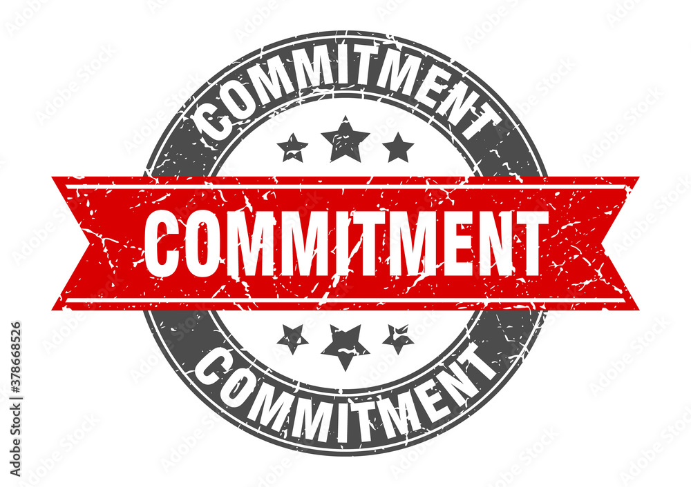 commitment round stamp with ribbon. label sign commitment round stamp with ribbon. label sign