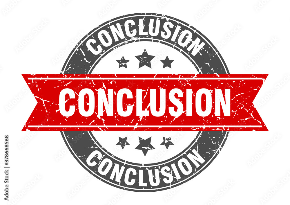 conclusion round stamp with ribbon. label sign conclusion round stamp with ribbon. label sign