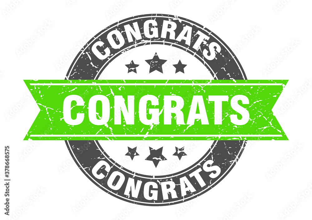 Fototapeta premium congrats round stamp with ribbon. label sign