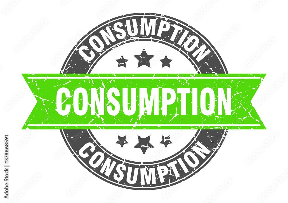 Fototapeta premium consumption round stamp with ribbon. label sign
