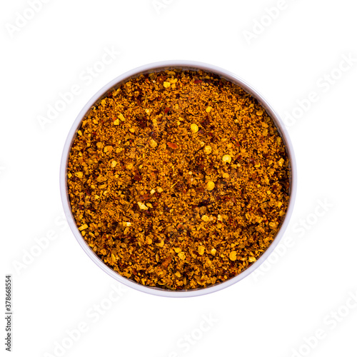 Honey Aleppo Pepper Seasoning Spice. Spicy-Sweetness from natural Honey Granules and Aleppo Pepper Isolated on White Background.
