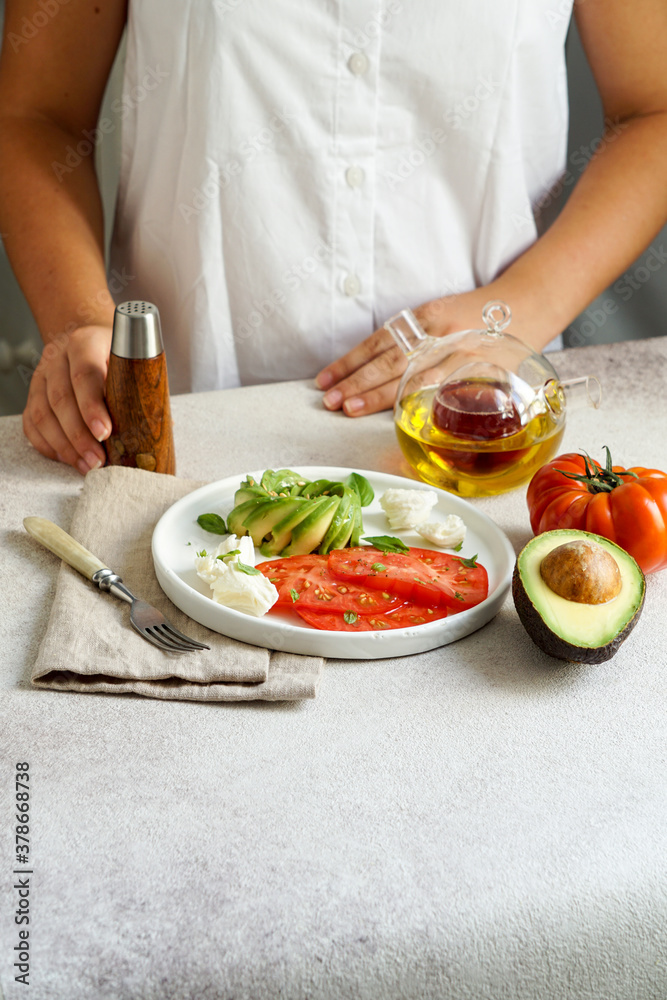 breakfast -  tomatoes,  avocado rose