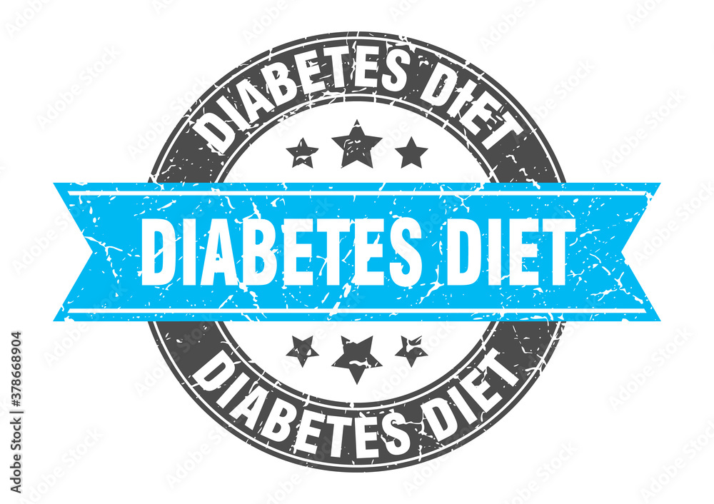 diabetes diet round stamp with ribbon. label sign