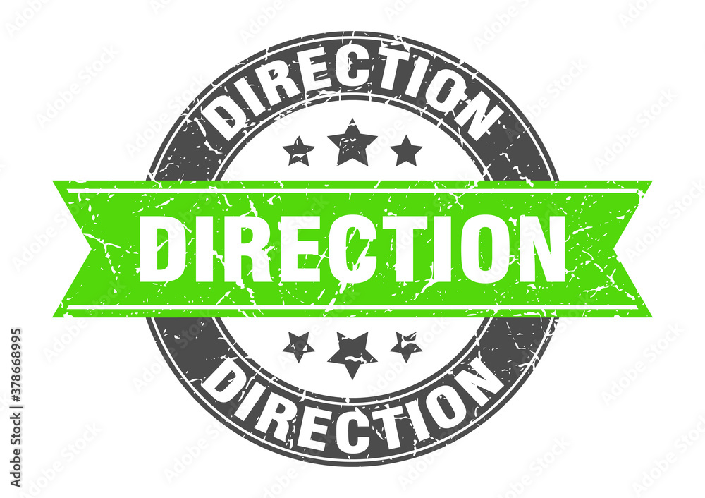 Obraz premium direction round stamp with ribbon. label sign