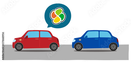 高齢者が運転する赤い自動車のベクターイラスト