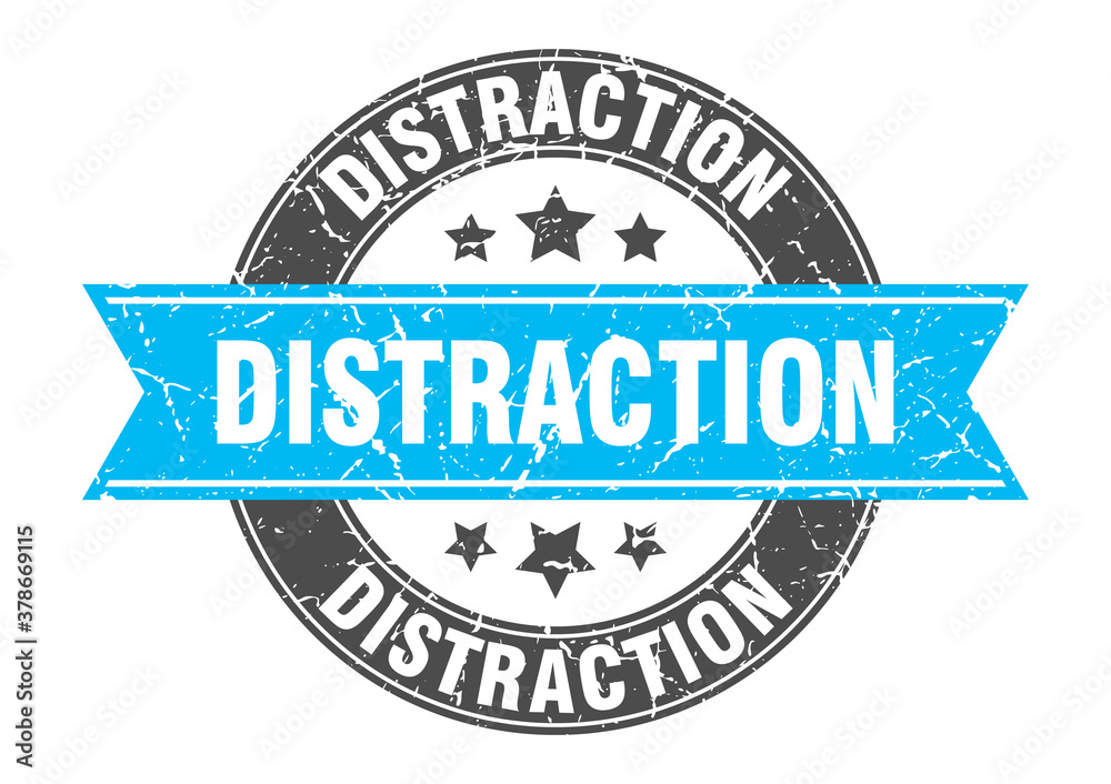 distraction round stamp with ribbon. label sign distraction round stamp with ribbon. label sign