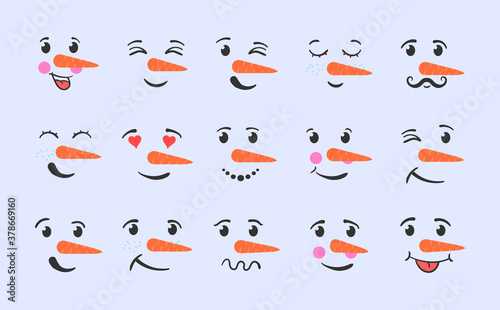 Funny snowman faces.