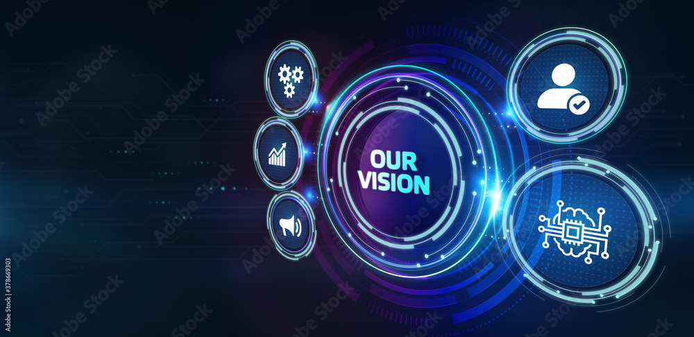 Technology, Internet and network concept. virtual screen of the future and sees the inscription: Our vision Technology, Internet and network concept. virtual screen of the future and sees the inscription: Our vision