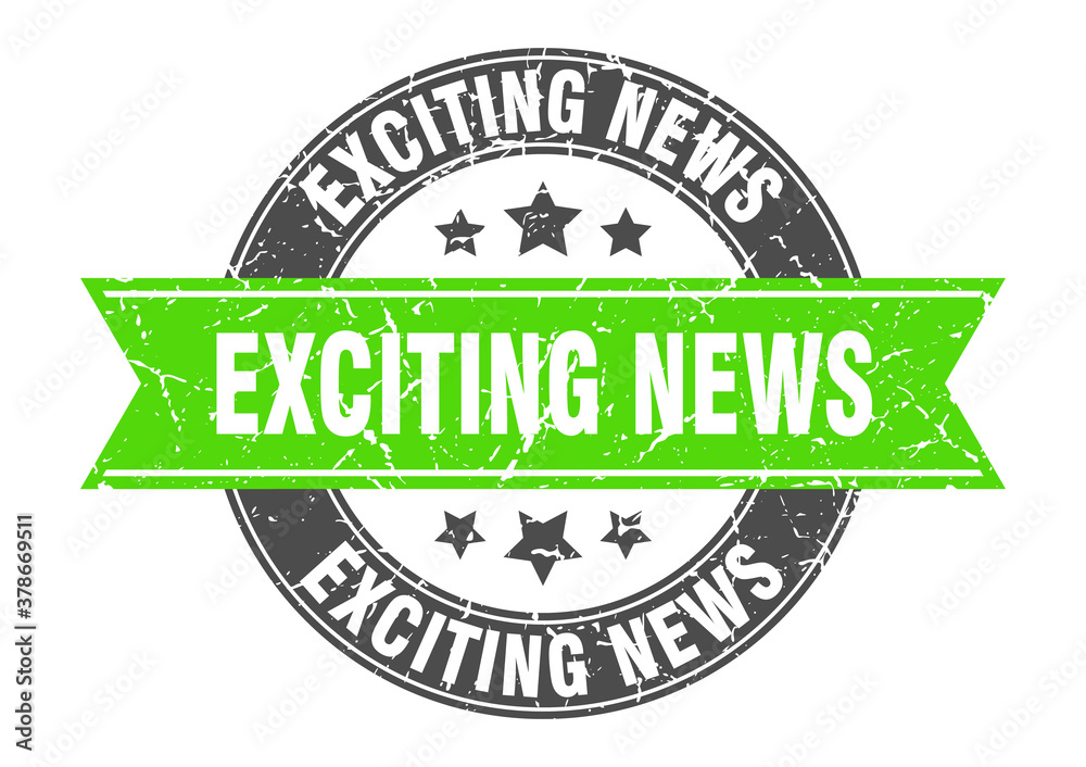 Fototapeta premium exciting news round stamp with ribbon. label sign