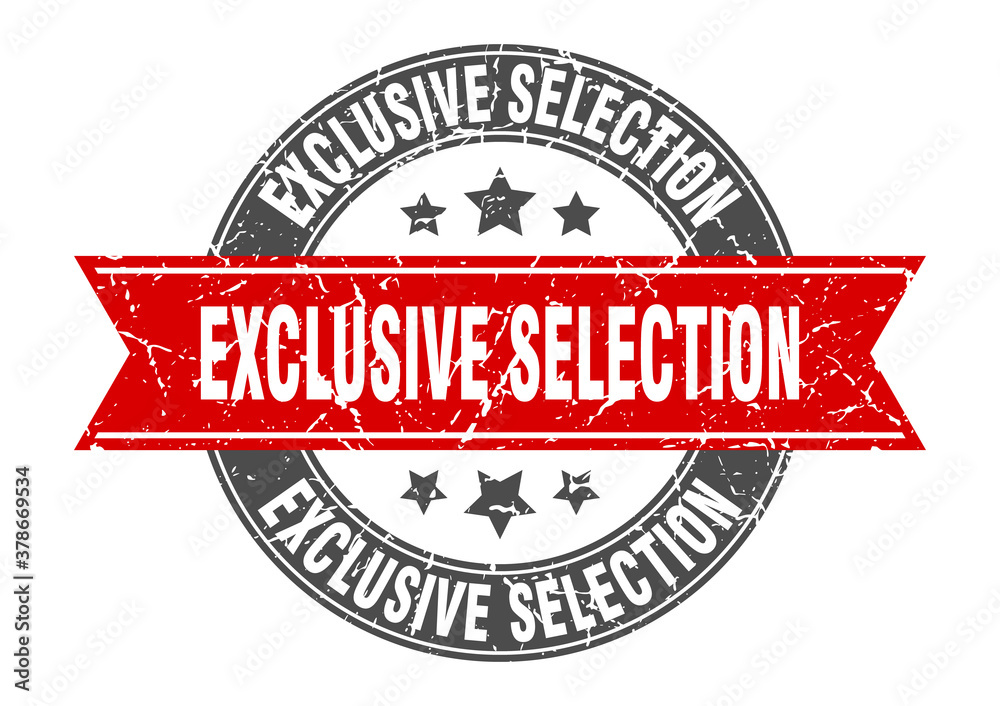 Obraz premium exclusive selection round stamp with ribbon. label sign