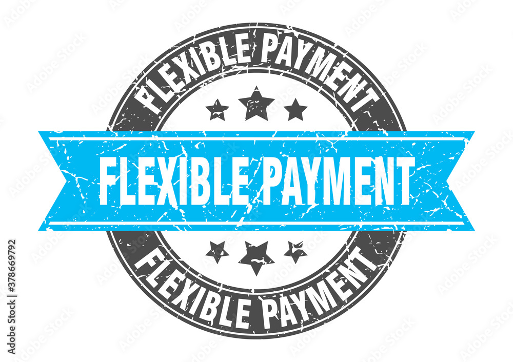 flexible payment round stamp with ribbon. label sign