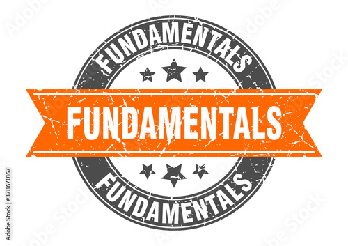fundamentals round stamp with ribbon. label sign