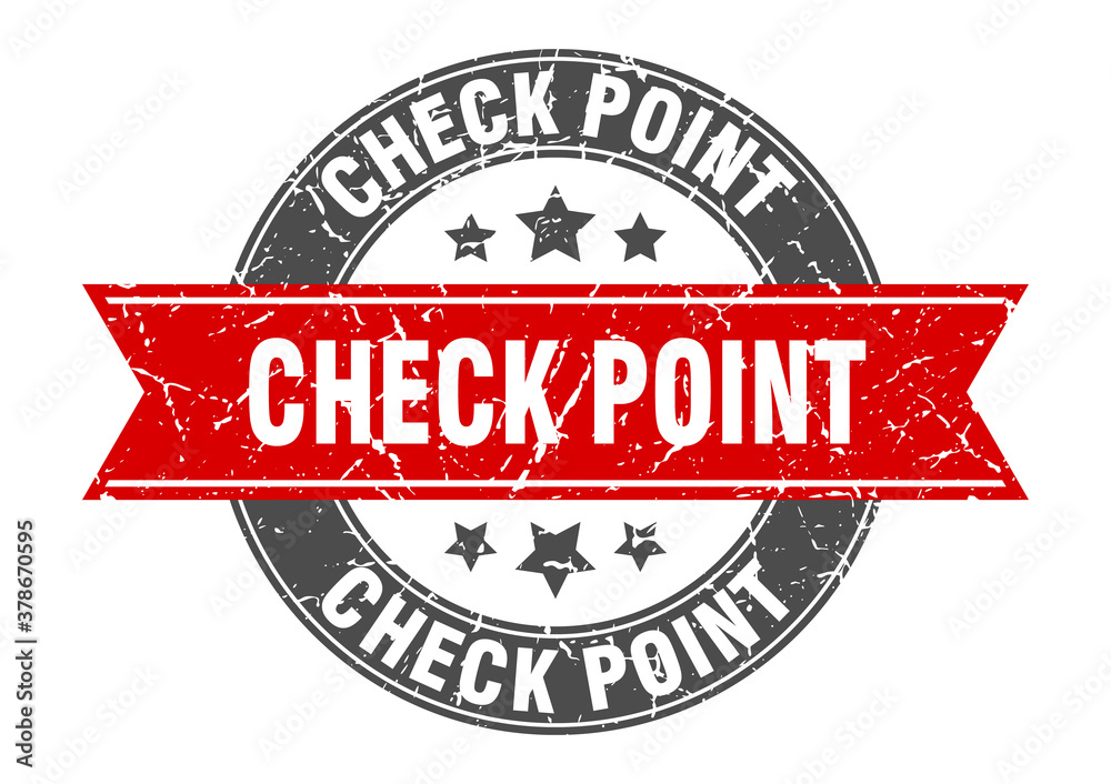 Fototapeta premium check point round stamp with ribbon. label sign