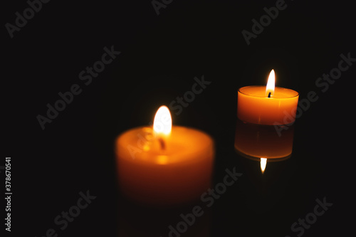 Two Candle Lights And Selective Focus, Warm Background