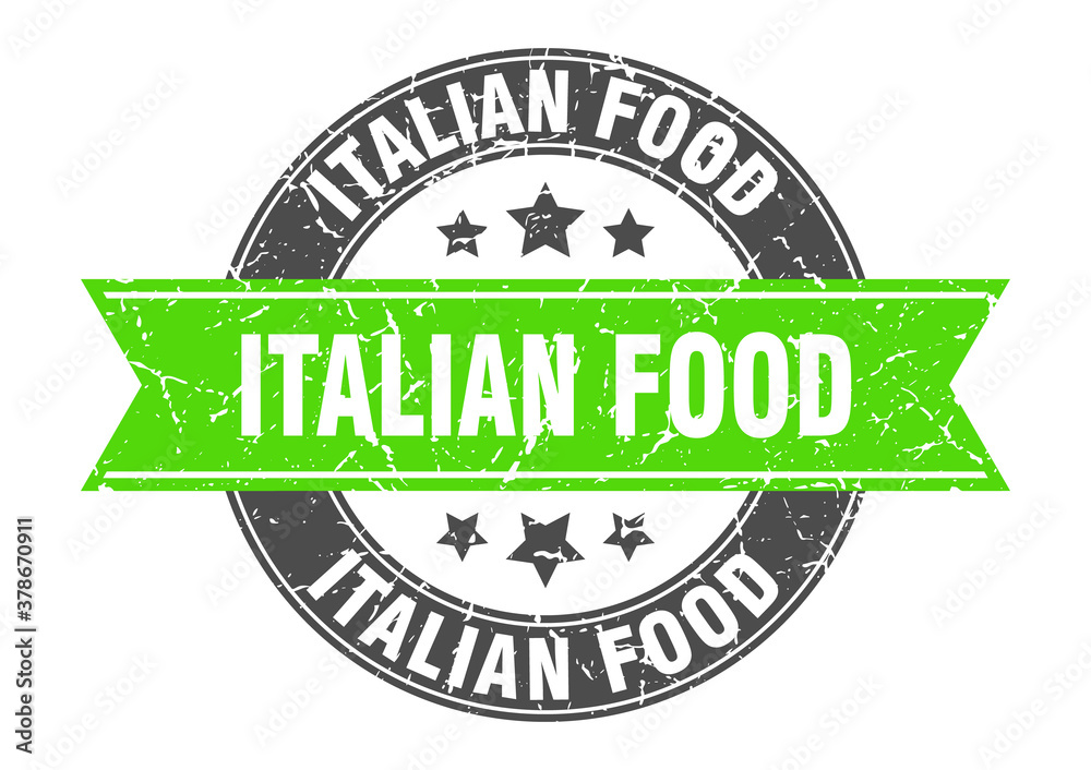 Obraz premium italian food round stamp with ribbon. label sign
