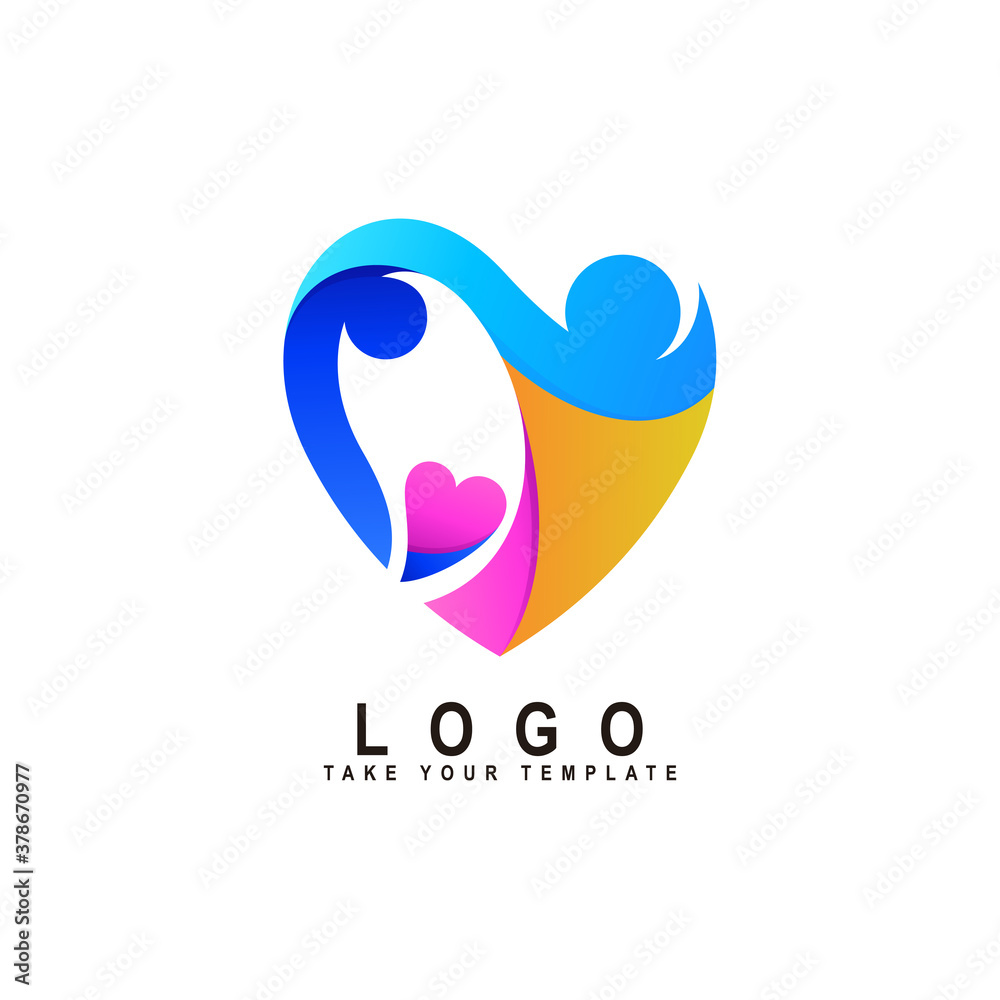 people logo with love, family, kids care, social design template people logo with love, family, kids care, social design template