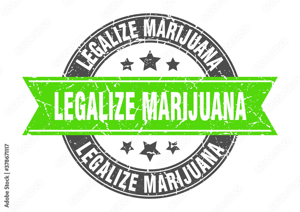 Obraz premium legalize marijuana round stamp with ribbon. label sign