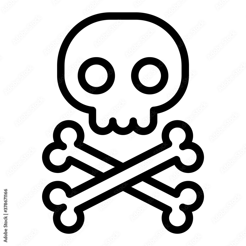 Skull And Bones Flat Icon Isolated On White Background Skull And Bones Flat Icon Isolated On White Background