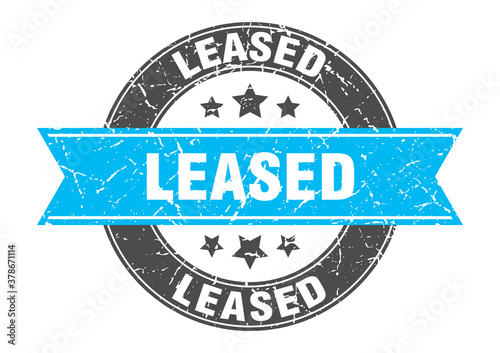 leased round stamp with ribbon. label sign