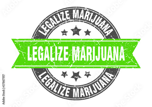 legalize marijuana round stamp with ribbon. label sign