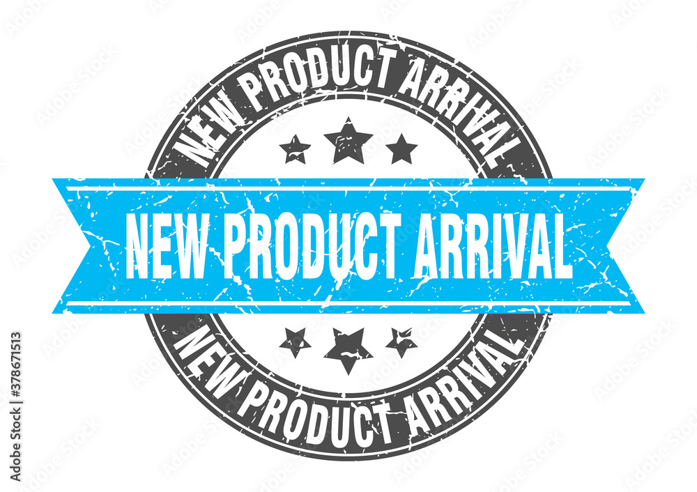 Obraz premium new product arrival round stamp with ribbon. label sign