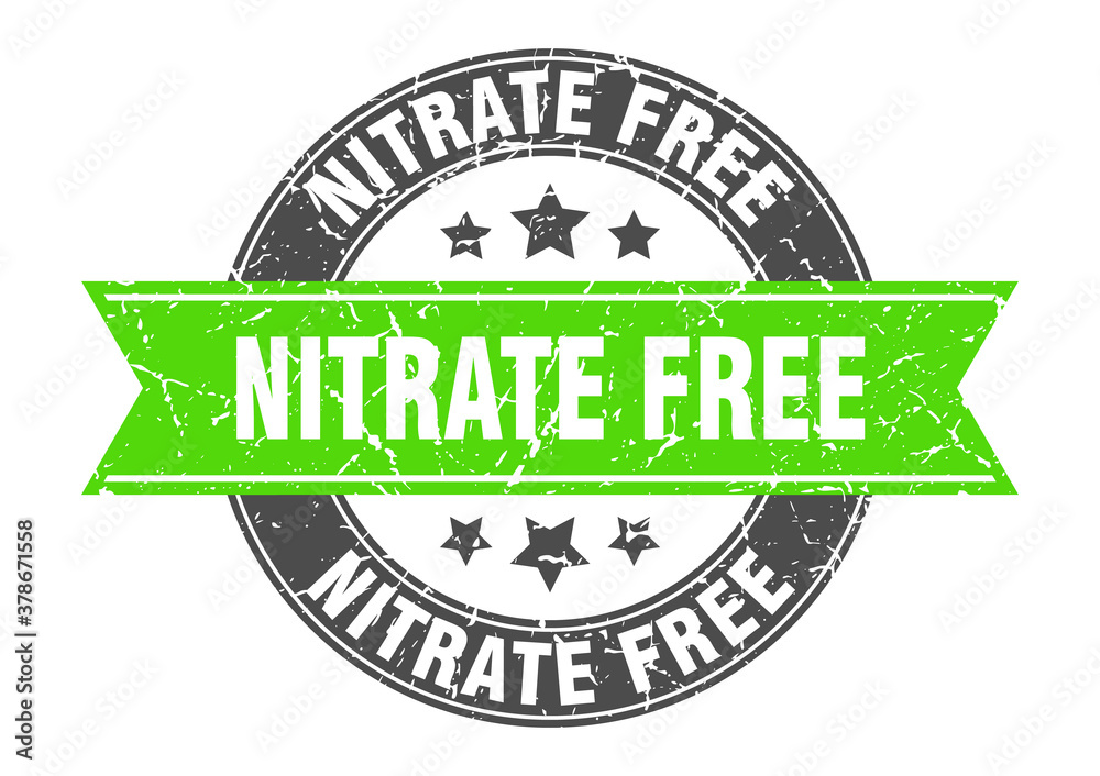 Fototapeta premium nitrate free round stamp with ribbon. label sign