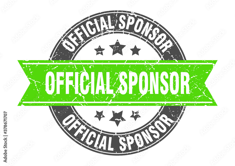 Obraz premium official sponsor round stamp with ribbon. label sign