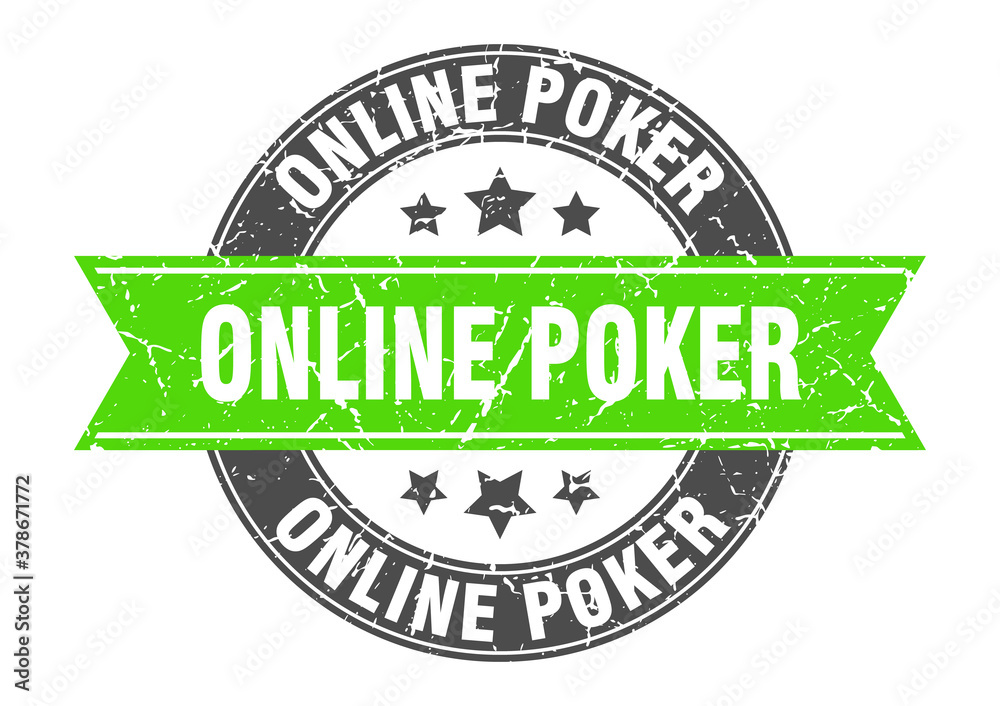 online poker round stamp with ribbon. label sign online poker round stamp with ribbon. label sign