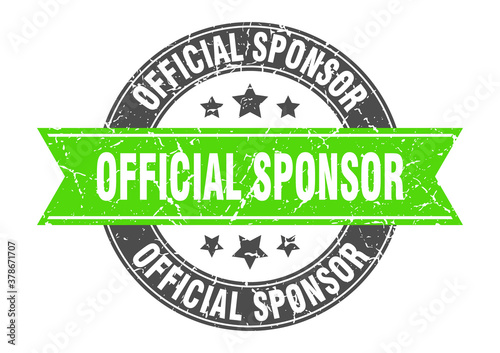 official sponsor round stamp with ribbon. label sign