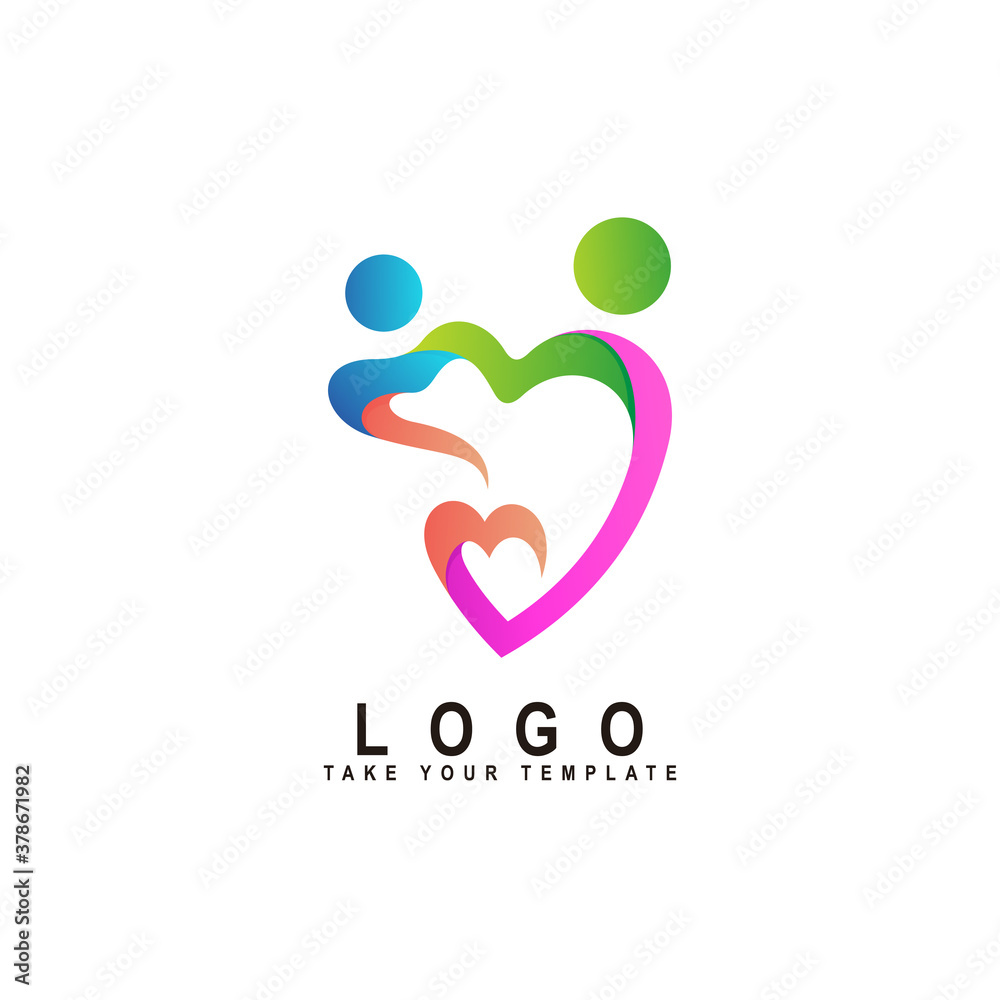 people logo with love, family, kids care, social design template people logo with love, family, kids care, social design template