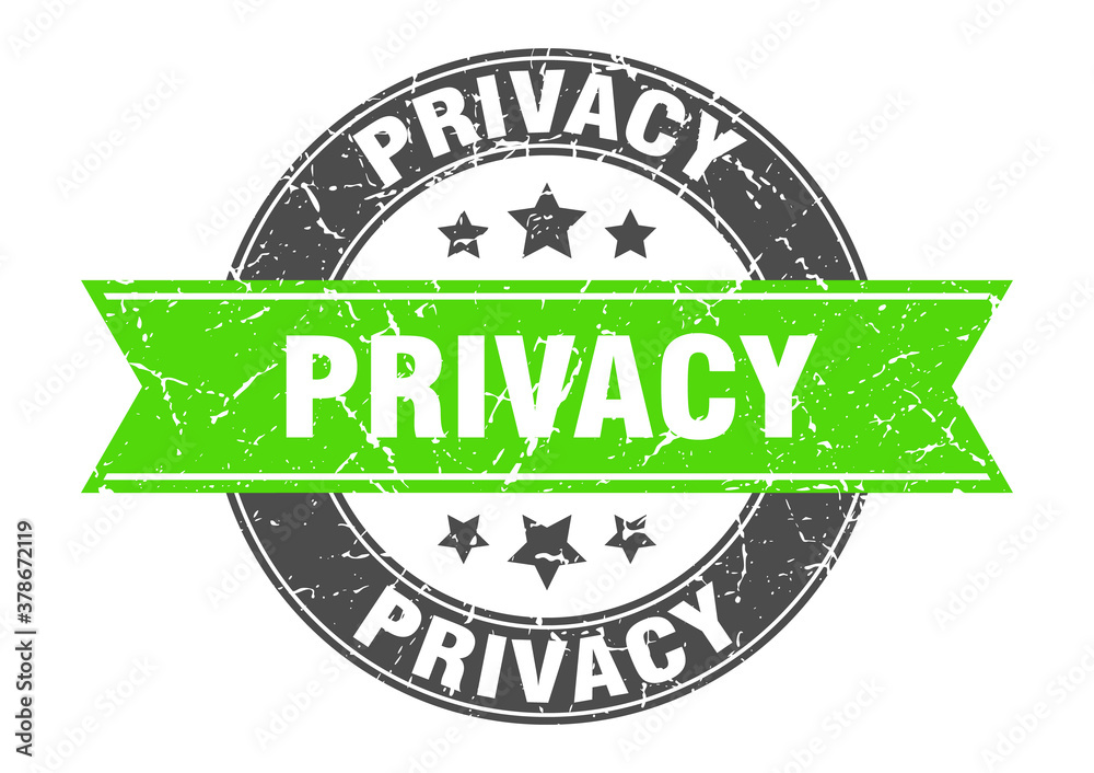 Fototapeta premium privacy round stamp with ribbon. label sign