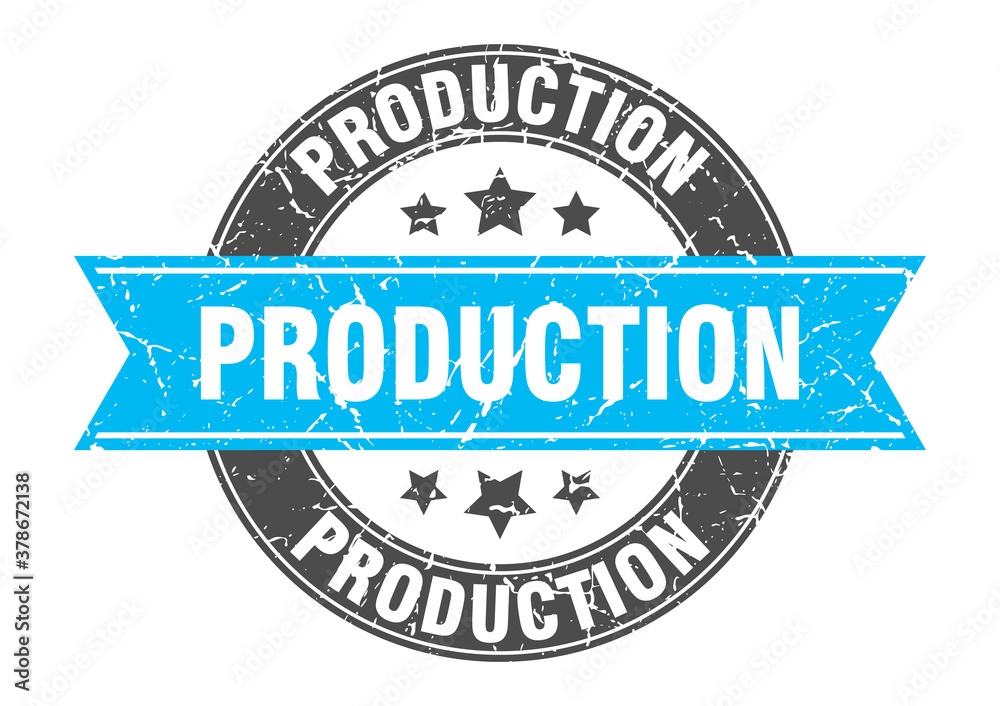 Fototapeta premium production round stamp with ribbon. label sign