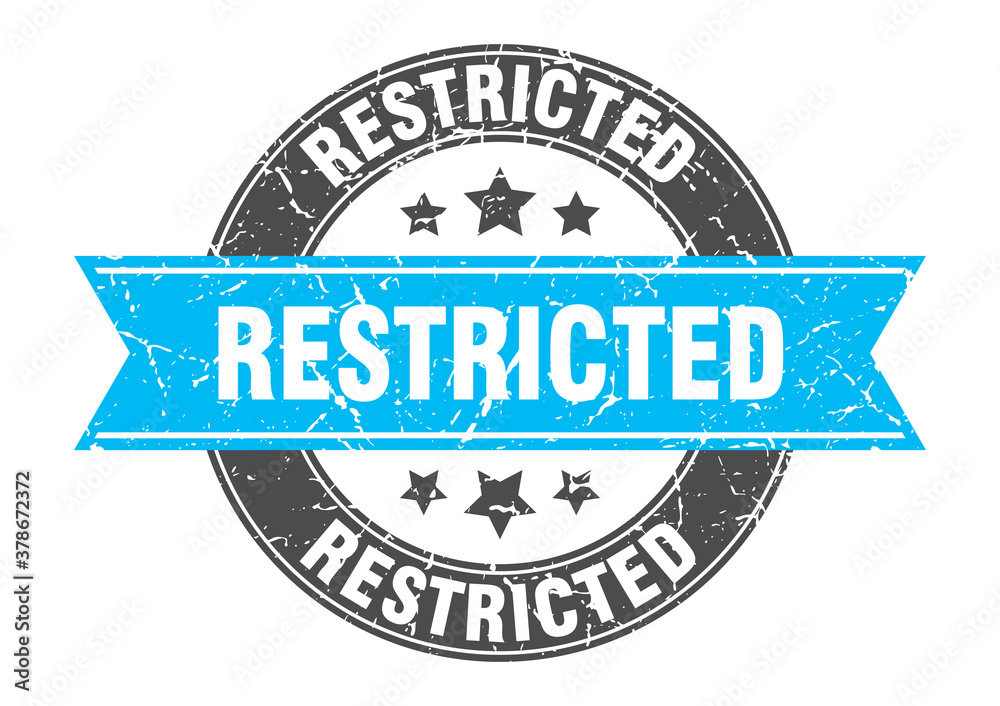 restricted round stamp with ribbon. label sign restricted round stamp with ribbon. label sign