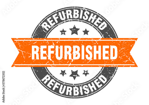 refurbished round stamp with ribbon. label sign