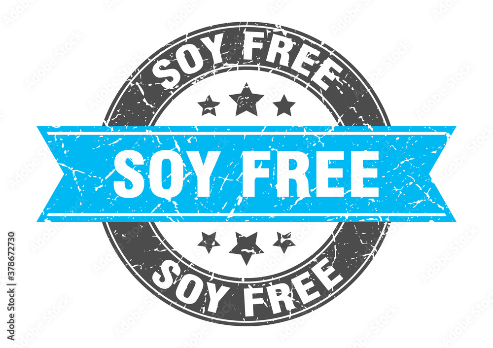 Fototapeta premium soy free round stamp with ribbon. label sign