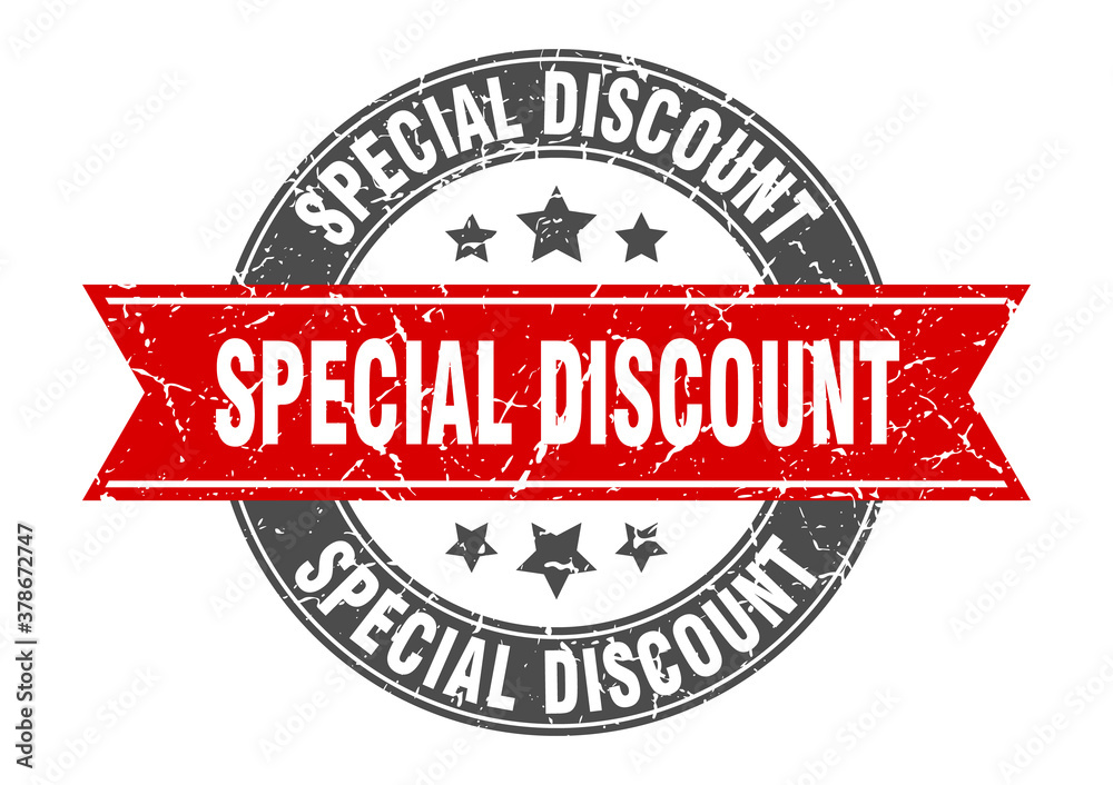 Fototapeta premium special discount round stamp with ribbon. label sign