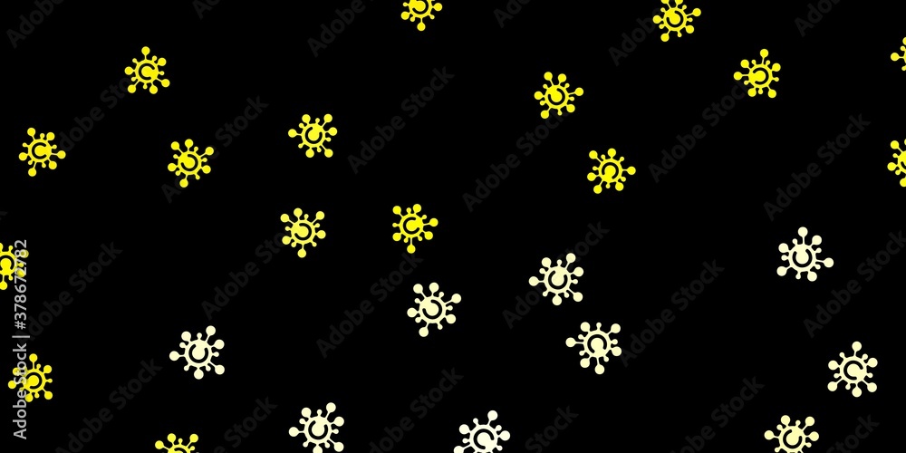 Dark yellow vector background with covid-19 symbols. Dark yellow vector background with covid-19 symbols.