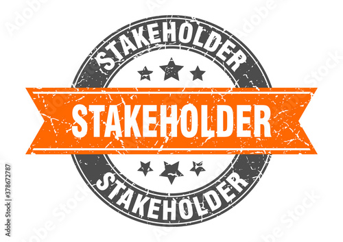 stakeholder round stamp with ribbon. label sign