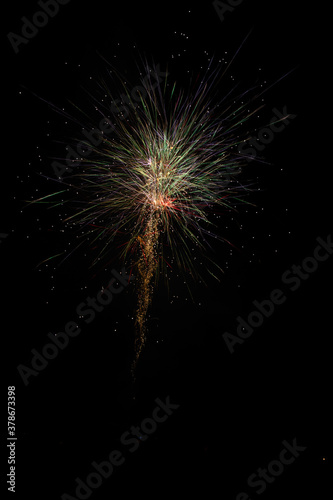 4th of July and new year Fireworks in the night sky. Firework concept background.