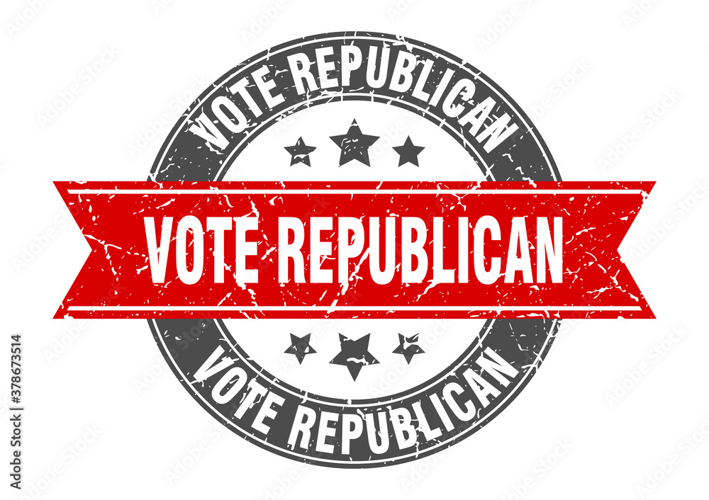 Obraz premium vote republican round stamp with ribbon. label sign
