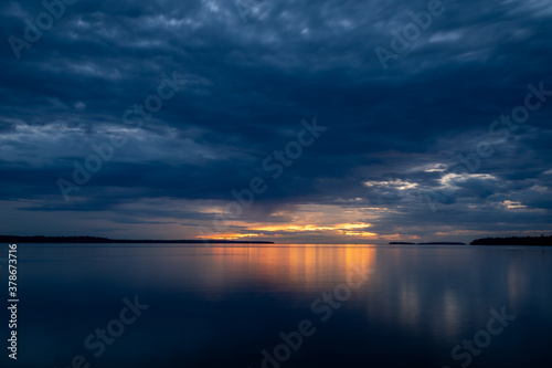 Beautiful blue hours sunset at Lake Superior summer Michigan © Daniel