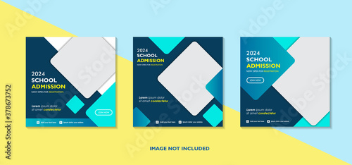 Geometric school education admission design for social media post template