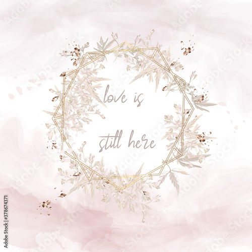 Invitation, vector illustration, card in rustic minimalist style, love is sti...