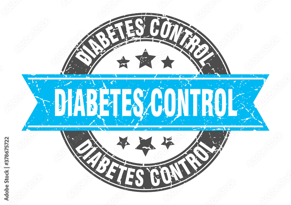 Fototapeta premium diabetes control round stamp with ribbon. label sign